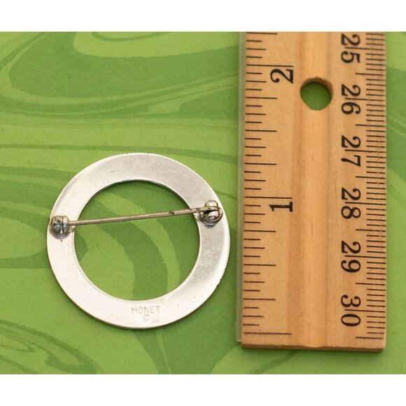 Vintage Minimalist Ring Sally Silver Tone Brooch by Monet - W14 - Picture 2 of 2